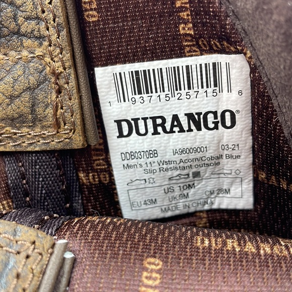 Durango Westward Western Boot -‎ Wide Square Toe Men’s Sz 10 - Picture 4 of 11